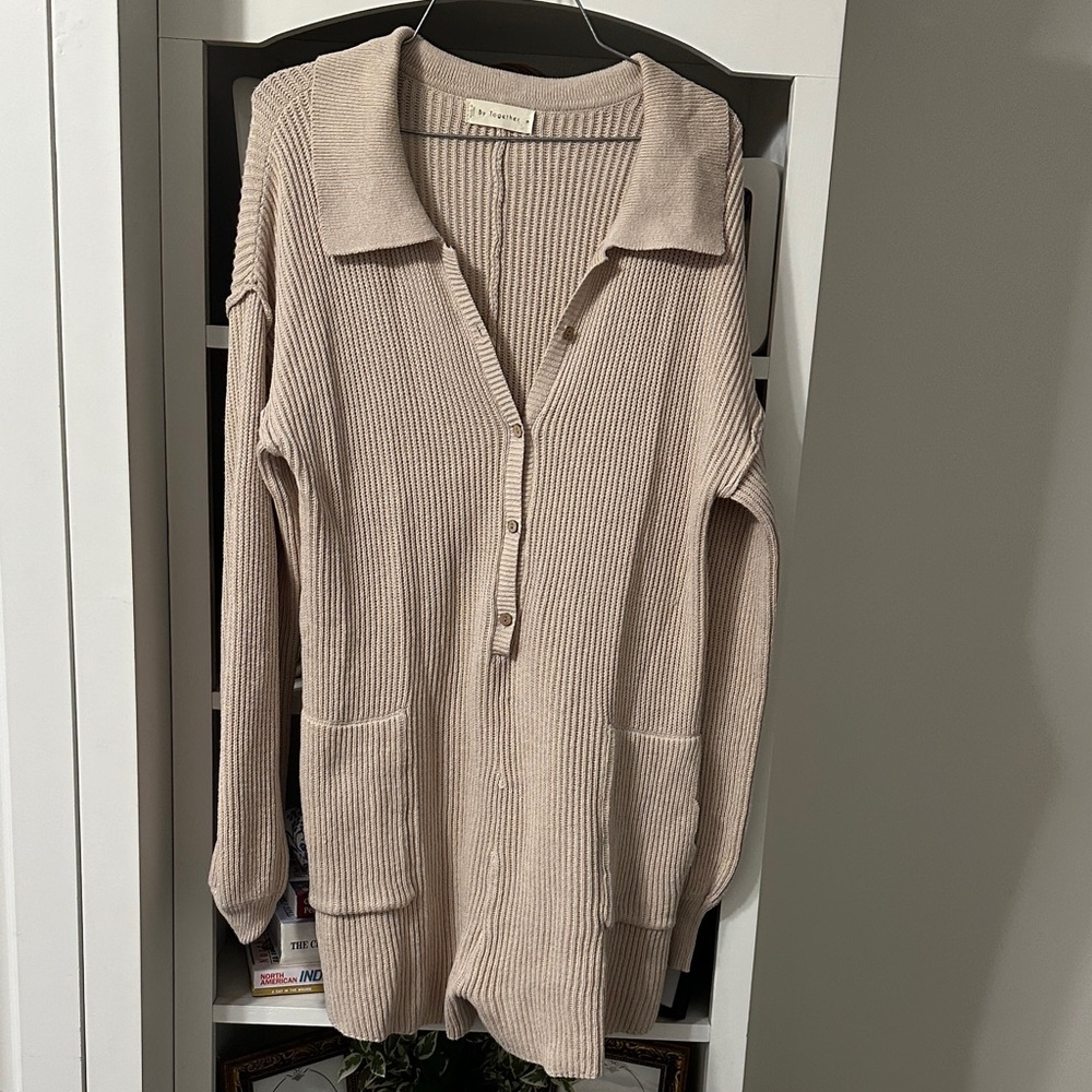 Beige Ribbed Women's Sweater Knit Romper